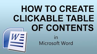 How To Create a Clickable Table of Contents in Microsoft Word [upl. by Shank]