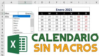 📅 Cómo HACER  INSERTAR un CALENDARIO PERPETUO y DINAMICO en EXCEL 👉 SIN MACROS  2023 [upl. by Walton]