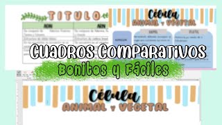 💻CÓMO HACER CUADROS COMPARATIVOS BONITOS EN WORD [upl. by Dituri]