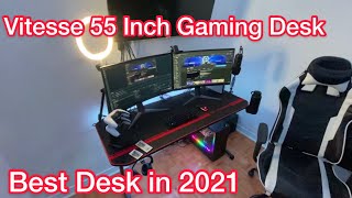 Vitesse 55 Inch Gaming Desk  Best Gaming Desk of 2021 Unboxing  Building  Review [upl. by Adehsor]