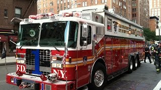 FDNY  Rescue 1  Responding  81514 [upl. by Ihcego]