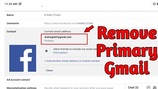 How to Remove Primary Gmail Account from Facebook [upl. by Imot]