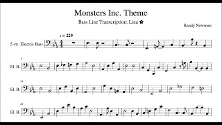 Monsters Inc Theme Bass Transcription amp TAB [upl. by Ivzt]