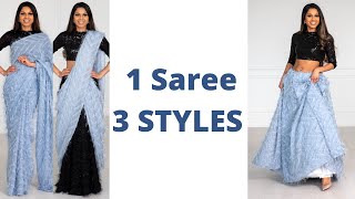 Lengha Style Saree Draping How to wear Saree for Beginners Easy Saree Draping Tutorial Tia Bhuva [upl. by Roehm609]