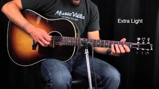 The Ultimate Acoustic String Comparison  Extra Light vs Custom Light vs Light vs Medium [upl. by Ingrim101]