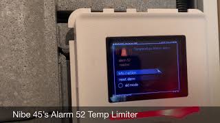 Nibe 1145  1245 Temperature limiter fault Alarm 52 How to reset the fault [upl. by Eilssel126]