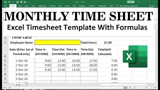 simple monthly timesheet template [upl. by Hilde148]