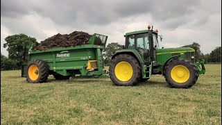 Muck Spreading  John Deere 6910 and Bunning spreader [upl. by Irehc]