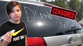 Kid Writes Swear Word On Uncles Car Then This Happened [upl. by Ollehto]