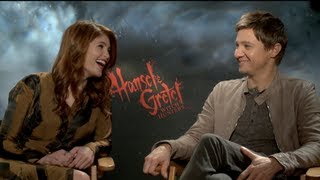 HANSEL AND GRETEL Interview Jeremy Renner and Gemma Arterton [upl. by Scharaga]