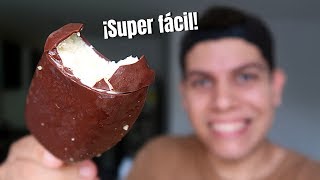 PALETA de HELADO CASERA cubierta de CHOCOLATE 🍫 Receta super fácil [upl. by Hardy]