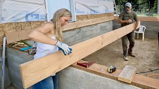 Installing Floor Joists and OSB Subfloor  BUILDING OUR OWN OFF GRID HOUSE [upl. by Notliw]