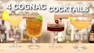 4 COGNAC Cocktails  Cocktail Recipes [upl. by Eniaj]