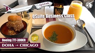 Qatar Airways 777300ER QSUITE Trip Report Doha to Chicago [upl. by Bohlin]