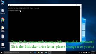 unlock bitlocker drive from command prompt without recovery key [upl. by Nitsur]