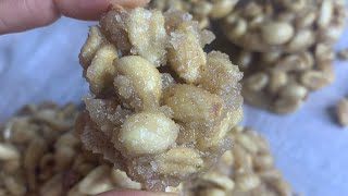 Groundnut Sugar Cake Recipe Peanut Drops  Nut Cake [upl. by Eelidnarb]