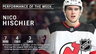 Nico Hischier leads Devils to perfect week with seven points in four games [upl. by Ekud]