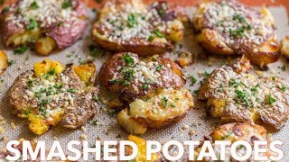 Crispy SMASHED POTATOES  Easy Side Dish [upl. by Einnoc437]