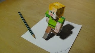 How to Draw Alex from Minecraft  Drawing 3D Alex  VamosART [upl. by Grussing]