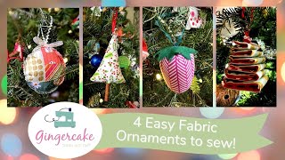 4 Easy Fabric Ornaments to Sew [upl. by Noach]