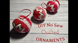 Easy No Sew Quilted Ornaments  DIY Fabric Ornaments [upl. by Ed67]