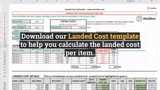 Calculate Landed Cost Excel Template for Import Export inc freight customs duty and taxes [upl. by Anabahs]