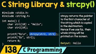 C String Library and String Copy Function  strcpy [upl. by Warder]