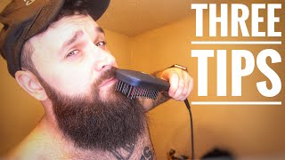 3 BEST Tips for using a Beard Straightener Heat Brush [upl. by Norel]