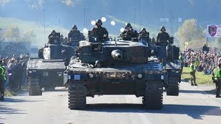 Swiss Alps Thun meets Army Defile 2016 Steelparade Tank swiss Switzerland [upl. by Enelav]