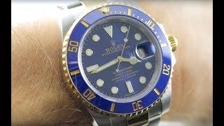 Rolex Submariner Blue Bezel Steel Gold 116613LB Rolex Watch Review [upl. by Sabec278]