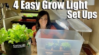 4 Easy Grow Light Set Ups for Starting Seeds Indoors  Spring Garden Series [upl. by Siurad]