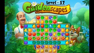 Gardenscapes Level 57  2020 No Boosters solution of Level 57 on Gardenscapes Hard Level [upl. by Flavia]