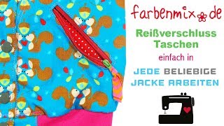 Reißverschluss Taschen in Jacke einnähen [upl. by Trilby88]