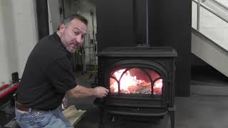 How to light a fire in a Jotul F 500 V3 Oslo wood stove [upl. by Ermina]