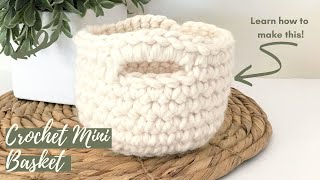 Crochet Mini Basket tutorial  EASY CROCHET [upl. by Ainitsirk79]