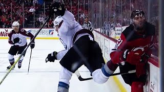 Hischier and Hall stand up for teammate after kneeonknee hit [upl. by Iduj374]