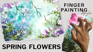 Finger Painting  Abstract Flower Painting  Cherry Blossom  Speedpaint [upl. by Roper]