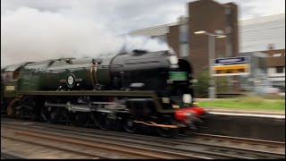 SR Merchant Navy Class 35028 Clan Line on The Atlantic Coast Express RailtourWest Byfleet 121024 [upl. by Harod]