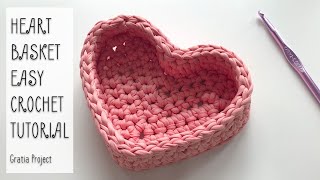 Heart Basket Easy Crochet Tutorial [upl. by Hanas]