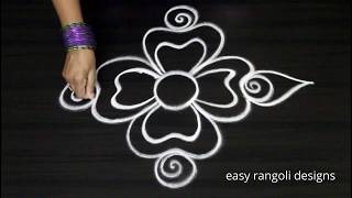 Beginners freehand rangoli kolam designs  simple muggulu without dots [upl. by Greyson]