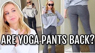 The Return of Yoga Pants Now Called quotFlared Leggingsquot  How To Wear  Style Flared Leggings [upl. by Itsirhc]