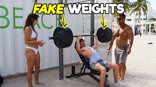 FAKE WEIGHTS PRANK at MUSCLE BEACH [upl. by Hacissej833]