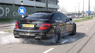 MercedesBenz C63 AMG Coupe  BURNOUTS amp EXHAUST SOUNDS [upl. by Nnewg]