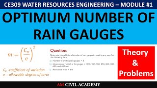 WRE Module1 PART05 Optimum Number of Rain Gauges  Rain Gauge Network  Equations amp Problem [upl. by Gadmon]