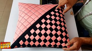 Very Beautiful Cushion Cover Cutting and Stitching  DIY Cushion Cover [upl. by Kcira138]