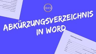 Abkürzungsverzeichnis Word ✅ [upl. by Sehcaep764]