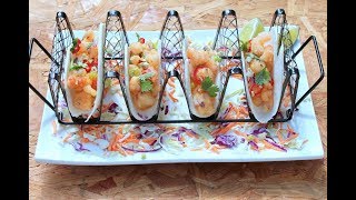 JICAMA SHRIMP AND LOBSTER STREET TACOS [upl. by Hubie]