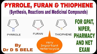 PYRROLE FURAN amp THIOPHENE Synthesis Reactions And Medicinal Compounds [upl. by Felton]