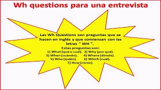 WH questions para entrevista [upl. by Erodoeht]