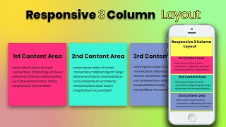 Responsive 3 Column Layout with CSS  CSS Responsive Layout [upl. by Animaj]